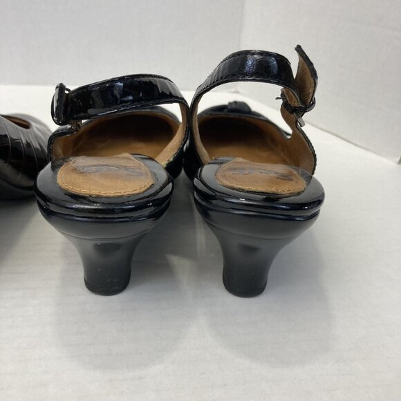 Lot of 3 Sofft Heels Shoes Womens 7 Black Brown Patent Slingback Leather Pumps - Picture 9 of 16